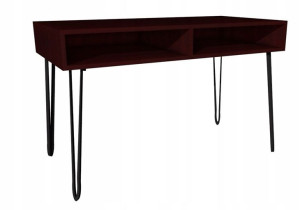 Biurko wenge, metalowe nogi 120x60cm loft 2 półki