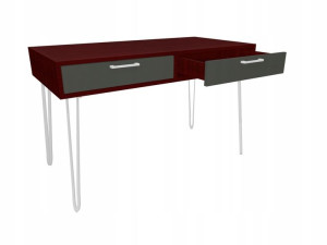 Biurko wenge-szary, białe nogi 120x60cm loftowe