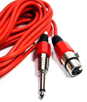 Przewód mikrofonowy gniazdo XLR-wtyk jack56,3 m CZERWONY  03465