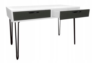 Biurko białe, szare, metalowe nogi 100x50cm loft
