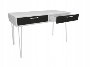 Biurko biało szare i białe metalowe nogi 100x50cm
