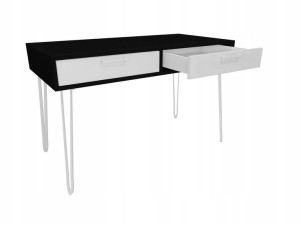 Biurko czarno białe, metalowe nogi 100x50cm loft