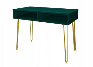 Biurko BUTELKOWA ZIELEŃ GLAMOUR 120x60, złote nogi