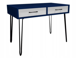 Biurko NIEBIESKIE CIEMNE GLAMOUR 120x60 czarne nog