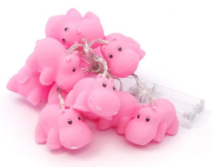 Lampka dekoracyjna COTTON BALLS różowe hipopotamy