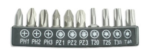 Dedra Zestaw Końcówek Wkrętakowych Ph1/2/3 Pz1/2/3 T20/25/30/40 25mm