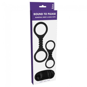 Kajdanki- Me You Us Bound To Please Blindfold Wrist And Ankle Cuffs Black