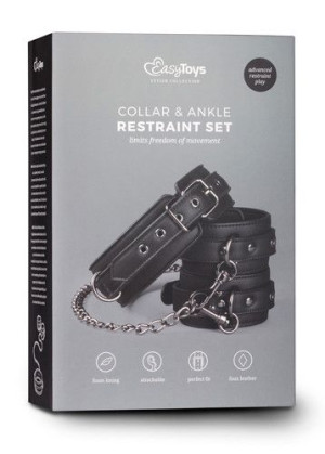 Kajdanki-Leather Collar With Handcuffs