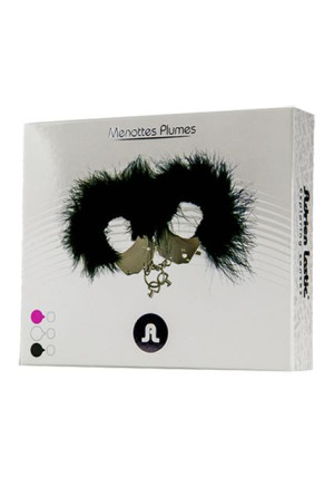 Kajdanki-Śmieszna zabawka-kadanki - Metallic Handcuffs,Feather Cov.. Black