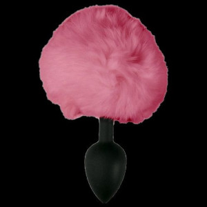 Bunny plug small black with pink tail 7,2 x 3,2 cm / 2,8 x 1,26 inch