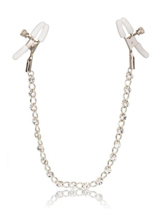Crystal Chain Nipple Clamps Silver