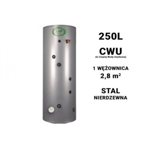 Zbiornik CWU 250L JOULE Wężownica 2,8m2 NIERDZEWNY