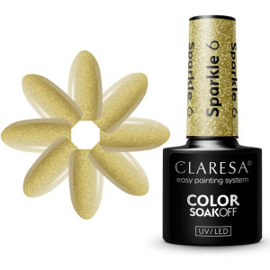 Claresa - Lakier Hybrydowy 5ml Sparkle 6 Brokat Złoty