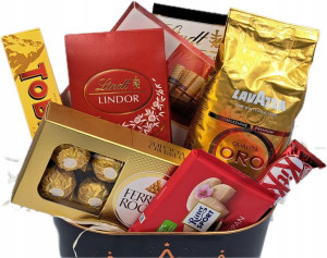 Kosz prezentowy koszyk upominkowy LINDT czerwony