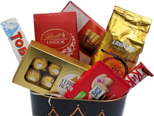 Kosz prezentowy koszyk upominkowy LINDT czerwony