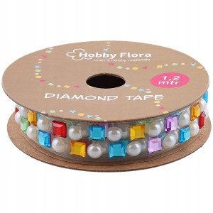 Tasiemka Taśma diamentowa glamour Wstążka dekoracyjna 1,2m x 17mm (wzór D1)