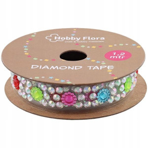 Tasiemka Taśma diamentowa glamour Wstążka dekoracyjna 1,2m x 17mm (wzór D2)