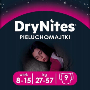 Pieluchomajtki HUGGIES DryNites Girl 8-15 lat (27-57kg) 9 szt