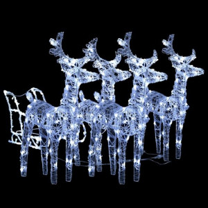 Dekoracja świąteczna – renifery z saniami, 240 LED, akrylowa