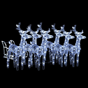 Dekoracja świąteczna – renifery z saniami, 320 LED, akrylowa