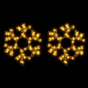 Ozdobne śnieżynki z ciepłym białym światłem LED 2 szt. 27x27 cm