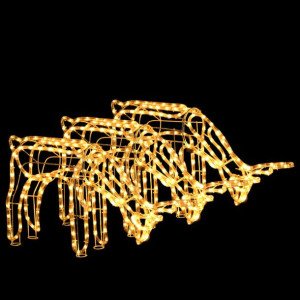 Renifery ozdobne z ciepłym białym LED, 3 szt., 73x31x45 cm