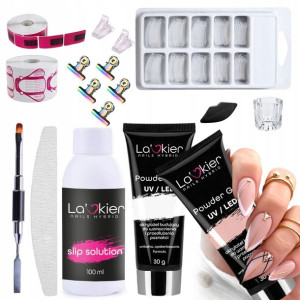 Zestaw budujący 2x POWDER GEL La'kier CLEAR NUDE