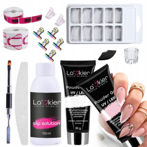 Zestaw budujący 2x POWDER GEL La'kier CLEAR PINK