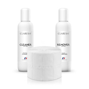 Claresa 2x100ml płyny Cleaner Aceton Waciki 250szt