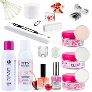 DUŻY Zestaw do paznokci 3x15g akryl liquid primer