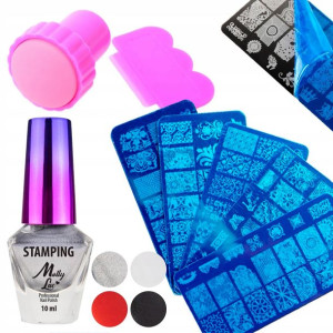 Zestaw stamping 5x blaszka 2x Lakier Molly stempel