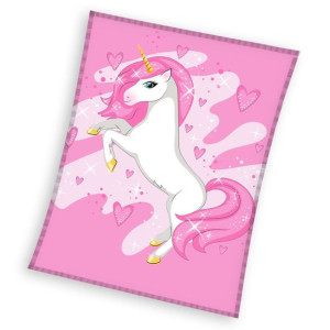 Duży KOC polar 150x200cm Jednorożec Pink