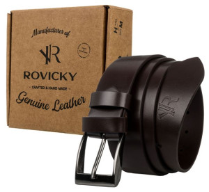 Pasek męski handmade ze skóry naturalnej licowej z polerowaną klamrą