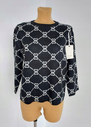 Stylowy Sweter ze Wzorem Czarny L