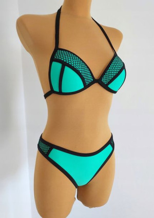 Modne Zielone Siateczka Bikini Strój Kąpielowy 38