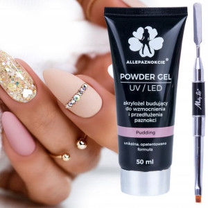 DUŻY budujący Akrylożel Powder Gel 50ml PĘDZELEK