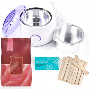 ZESTAW Depilacja Podgrzewacz Wosk Italwax 1kg rose