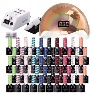 50x lakier hybrydowy + GRATIS lampa i frezarka