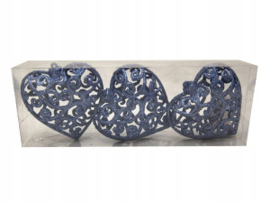 Bombki ażurowe SERCA NIEBIESKIE 10,5cm | 3szt