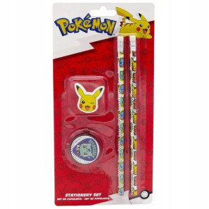 Zestaw Szkolny Pokemon Pikachu 2x Ołówek Gumka Tem