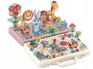 334w1 Set Wkrętarka Puzzle Zwierzęta Do Skręcania