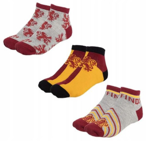 3 Pary Skarpetek Harry Potter Gryffindor 36-40
