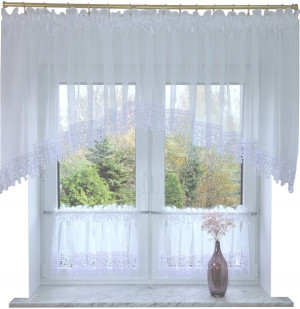 Firana Do Kuchni + Zazdrostki Woal Gipiura 100x400