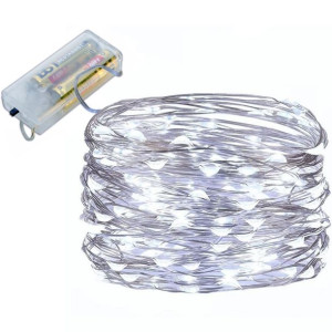 50 Mikro Led Drucik Lampki Na Baterie Białe Zimne