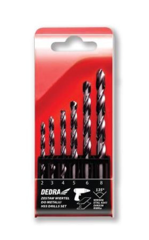Dedra Zestaw 6 Wierteł Do Metalu Hss 2,3,4,5,6,8mm 6szt Wms06