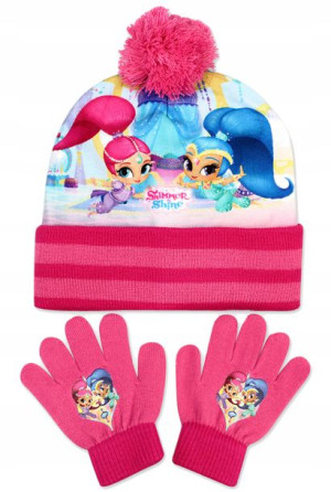 Czapka Rękawiczki Komplet Shimmer Shine c. róż