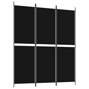 Parawan 3-panelowy, czarny, 150 x 180 cm, tkanina