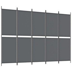 Parawan 5-panelowy, antracytowy, 250 x 180 cm, tkanina