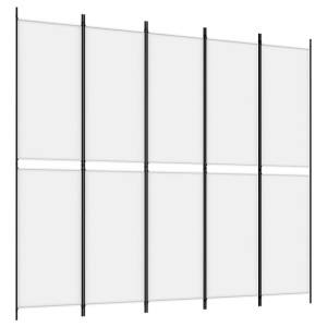 Parawan 5-panelowy, biały, 250x220 cm, tkanina