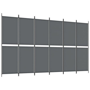 Parawan 6-panelowy, antracytowy, 300 x 180 cm, tkanina
